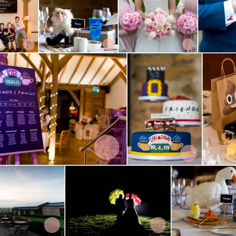 Friends themed wedding at Dodford Manor